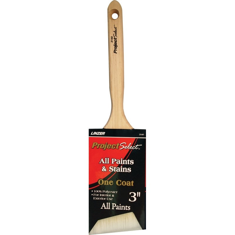 Linzer WC 2140-3 Paint Brush, Natural, Wood Handle, 3 in W, 3-1/4 in L Bristle, Polyester Bristle