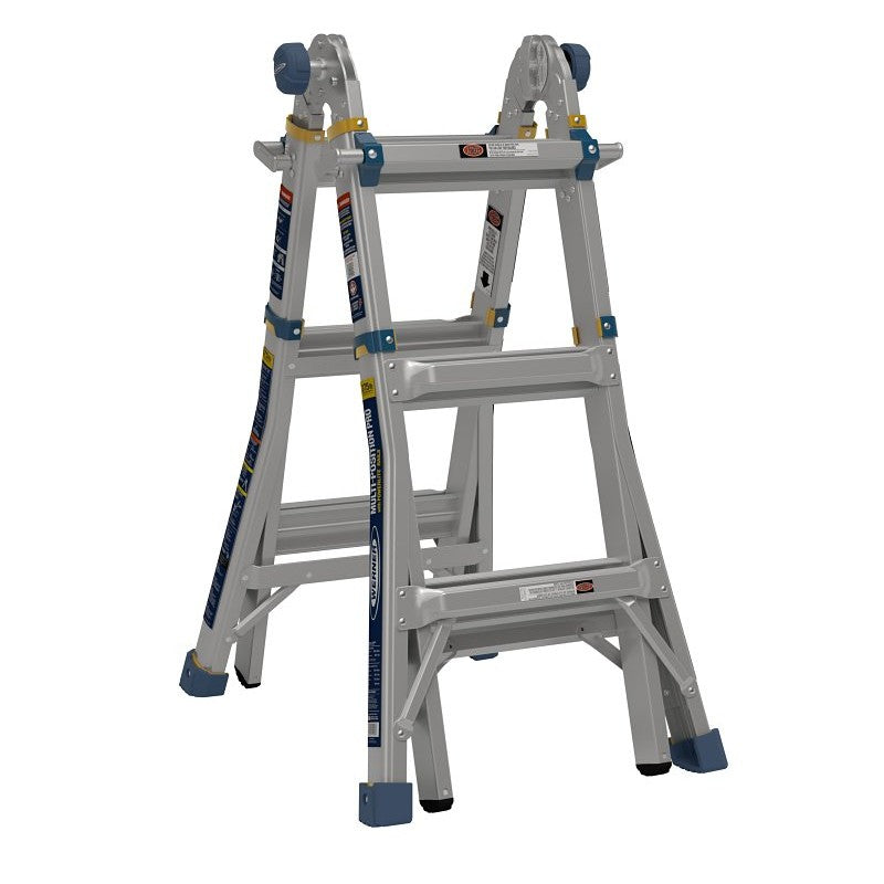 Werner MT-14IAA Multi-Position Ladder, 14 ft Max Reach H, 12-Step, 375 lb, Type IAA Duty Rating, 1.1 in D Step