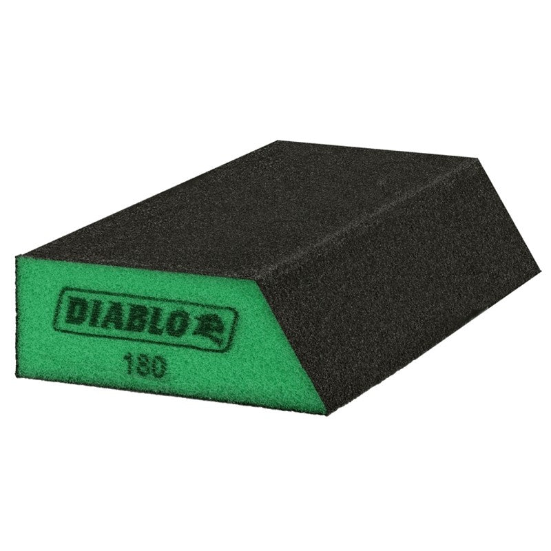 Diablo DFBLANGSFN04G Sanding Sponge, Black/Green, 5 in L, 3 in W, 180 Grit, Ultra Fine, 4/PK