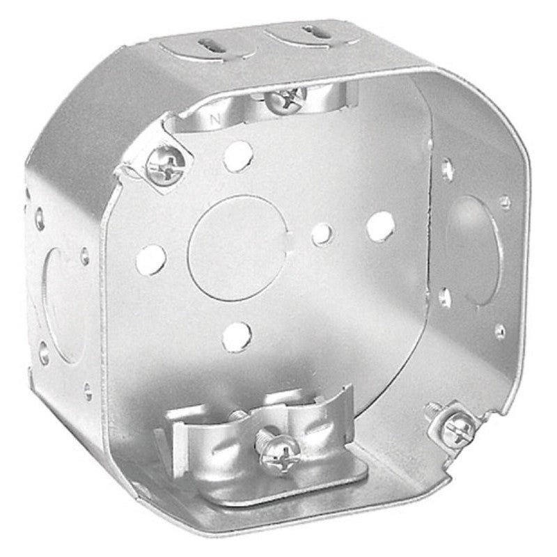 Southwire 24151-R-UPC Octagon Box, 3-1/2 in OAW, 1-1/2 in OAD, 3-1/2 in OAH, Steel Housing Material, Silver, Galvanized