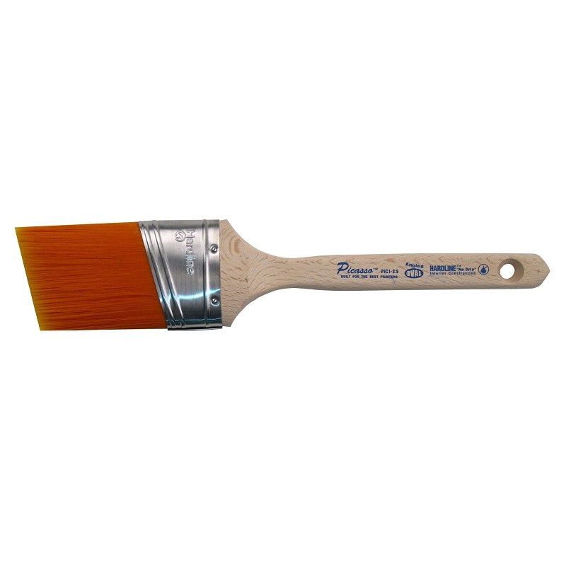 Proform Picasso PIC1-2.5 Paint Brush, Beechwood Handle, 2-1/2 in W, Angled Oval Brush, PBT Bristle, Standard Handle