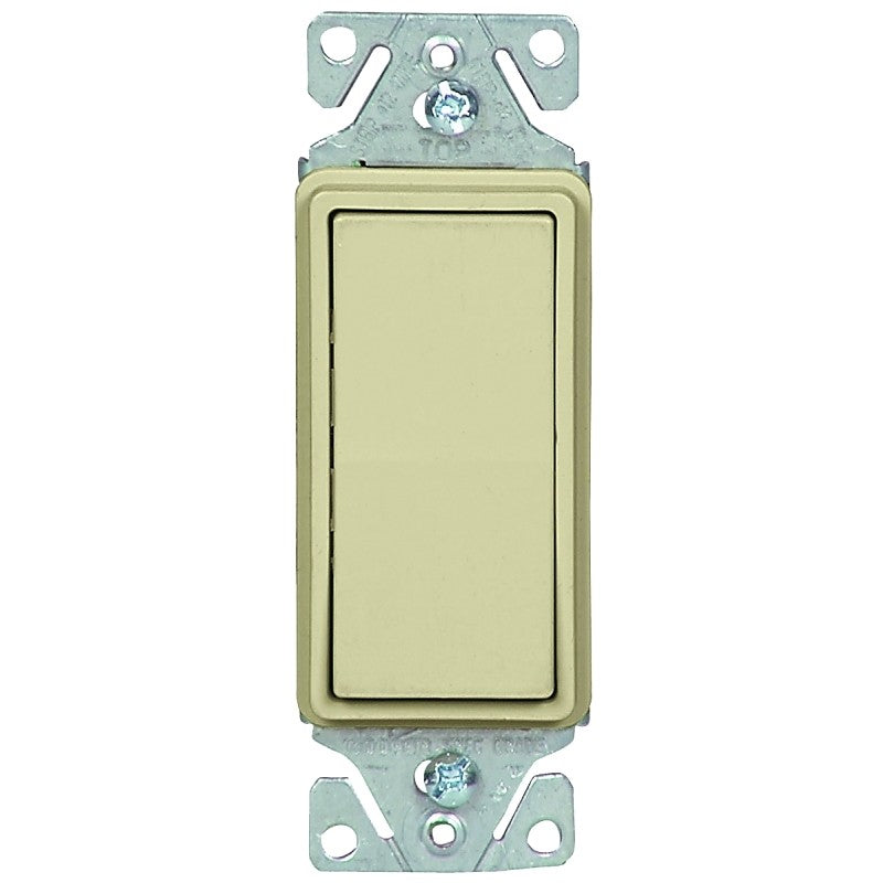 Eaton Wiring Devices 7501V-BOX Rocker Switch, 15 A, 120/277 V, SPST, Back Wire, Push Wire Terminal, Ivory