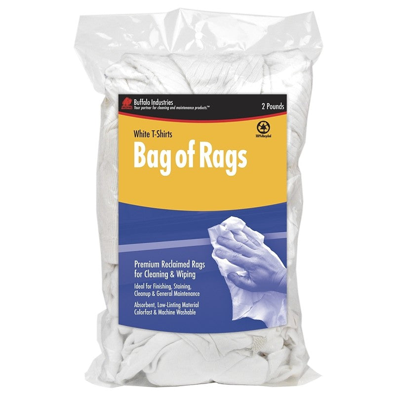 Buffalo 60317 Recycled Cloth Rag, 2 lb, White