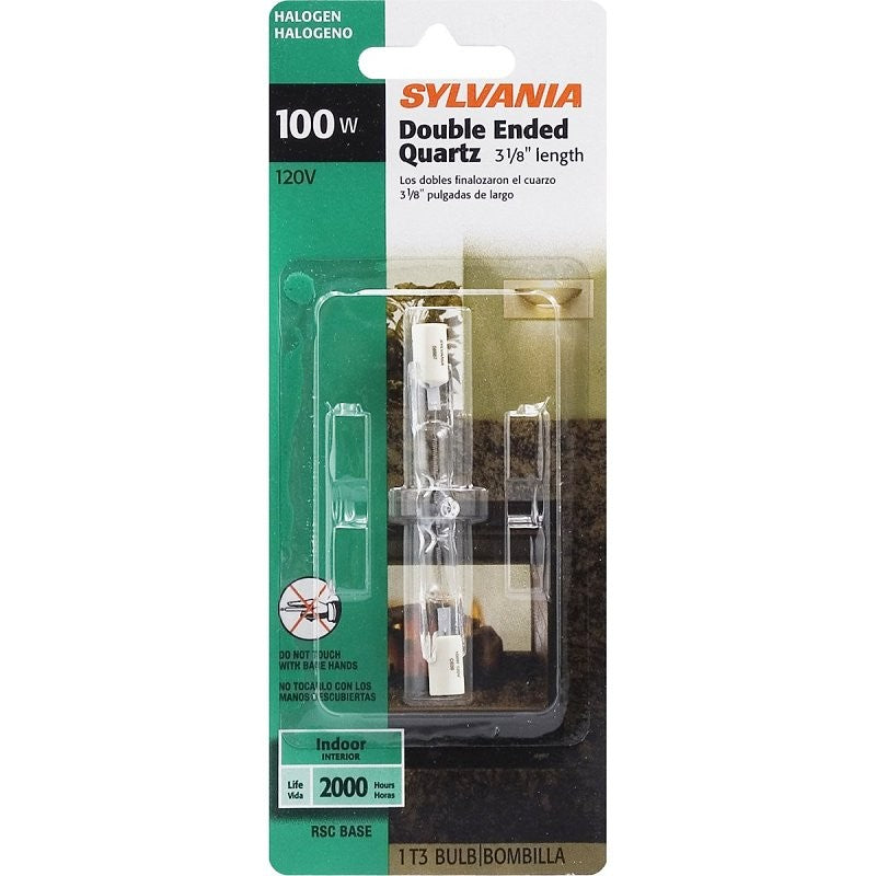 Sylvania 58887 Specialty Halogen Lamp, 100 W, Recessed Single Contact Lamp Base, T3 Lamp, 1600 Lumens, 2950 K Color Temp