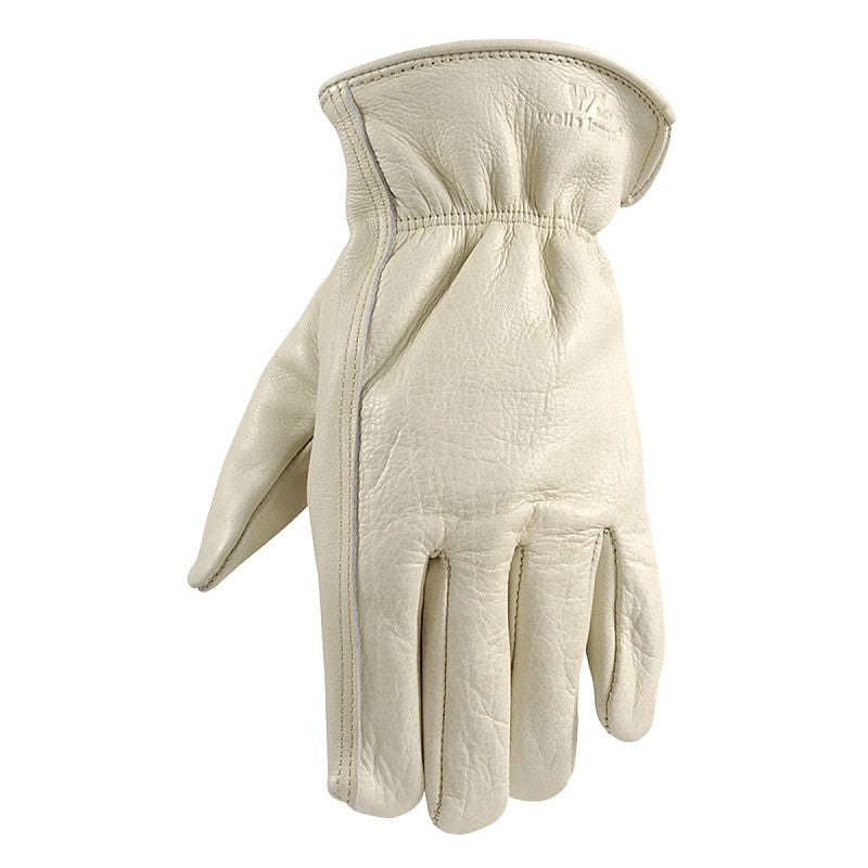 Wells Lamont 1130XL Work Gloves, Men's, XL, 10 to 10-1/2 in L, Keystone Thumb, Elastic Cuff, Cowhide Leather, White