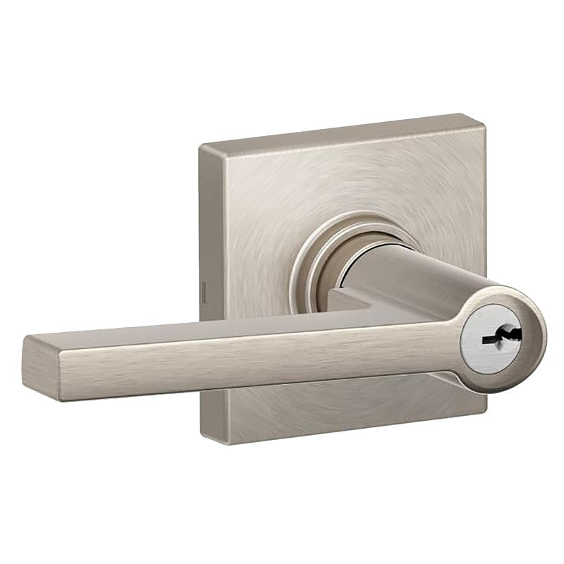 Schlage J Series J54 SOL 619 COL Entry Lever, Mechanical Lock, Satin Nickel, Metal, Residential, 3 Grade