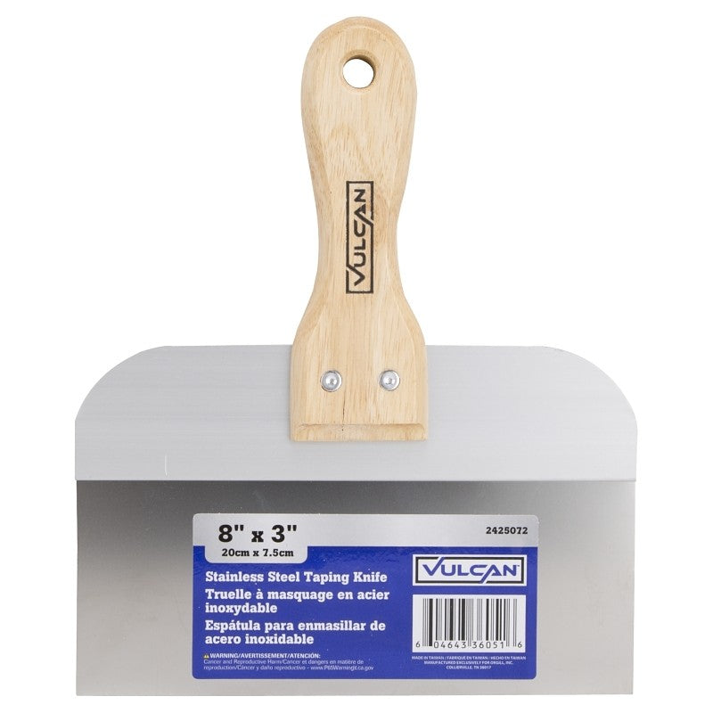 Vulcan 36051 Knife, 3 in W Blade, 8 in L Blade, Stainless Steel Blade, Tapered Blade, Wood Handle, Wood Handle