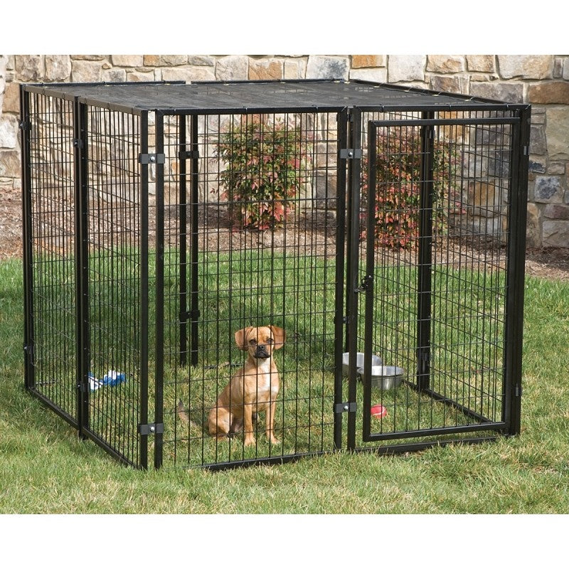 Stephens Pipe & Steel RSHBK11-11799 Dog Kennel with Sunblock Top, 5 ft OAL, 5 ft OAW, 4 ft OAH, Powder-Coated
