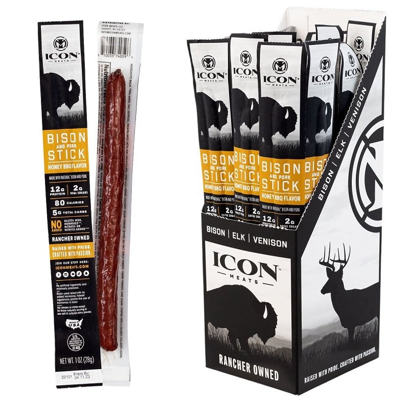 Icon Meats 8-10033-74061-9 Meat Stick, Honey BBQ, 1 oz (Pack of 24)