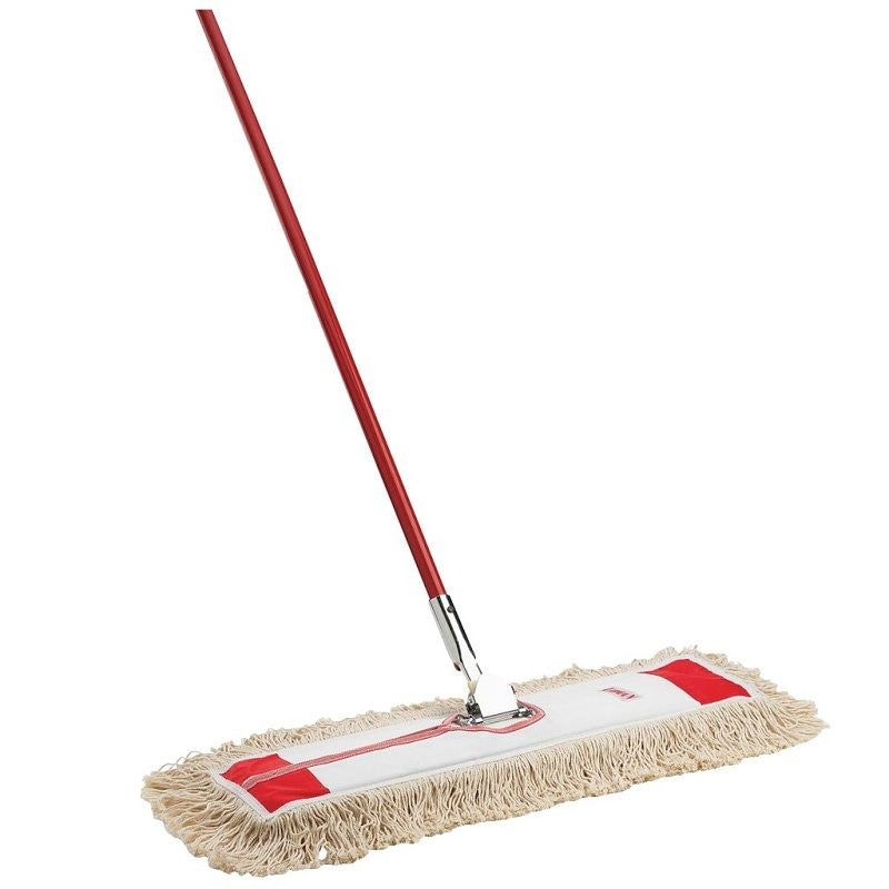 Libman 922 Dust Mop, 5 in W Head, 24 in L Head, Cotton Head, Steel Handle, 61 in L, Red