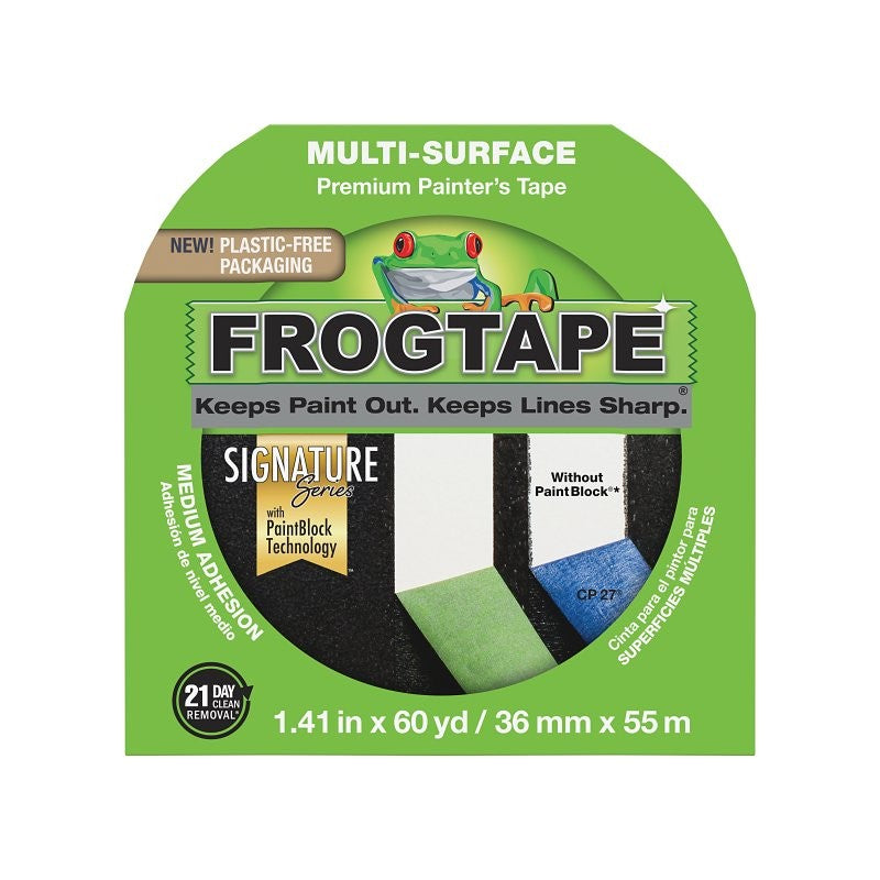 FrogTape 1358465 Painting Tape, 5.7 mil Thick, 60 yd L, 1.41 in W, Green