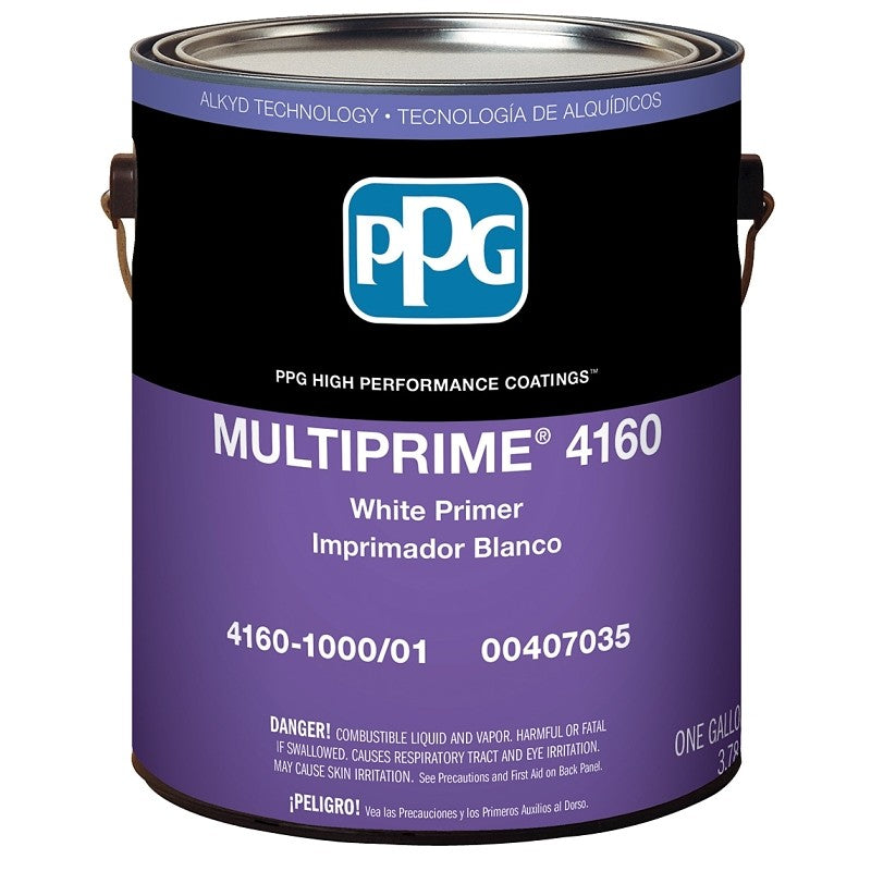 PPG MULTIPRIME 4160-1000-01 Primer, Flat, White, 1 gal (Pack of 4)