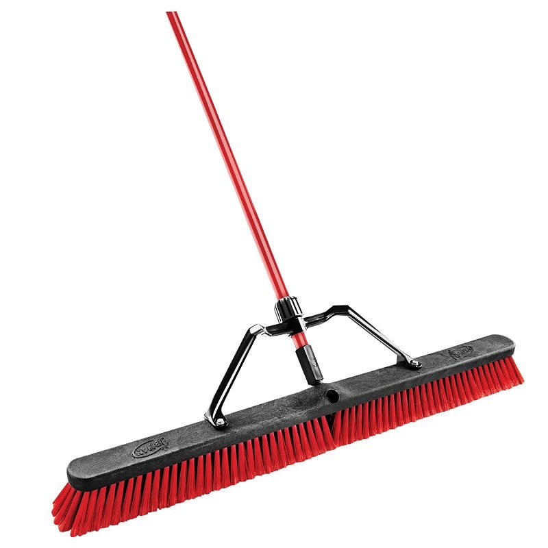 Libman 1101 Multi-Surface Heavy-Duty Push Broom, 39 in Sweep Face, 3 in L Trim, Recycled PET Bristle, 64 in L, Bolt