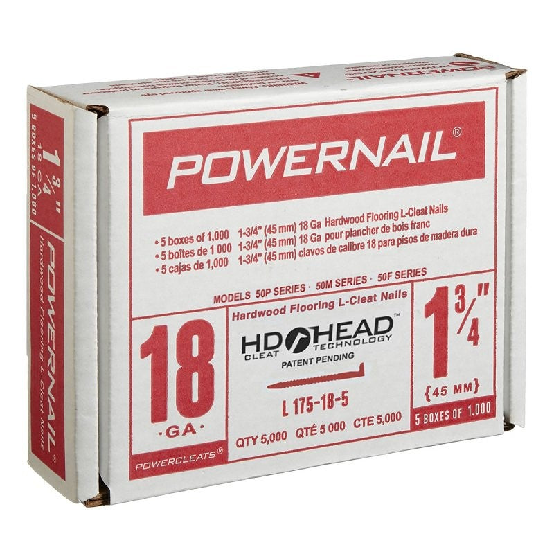 Powernail PowerCleats L175185 Floor Cleat, 1-3/4 in L, 18 ga, Carbon Steel, L-Shaped Head (Pack of 5)