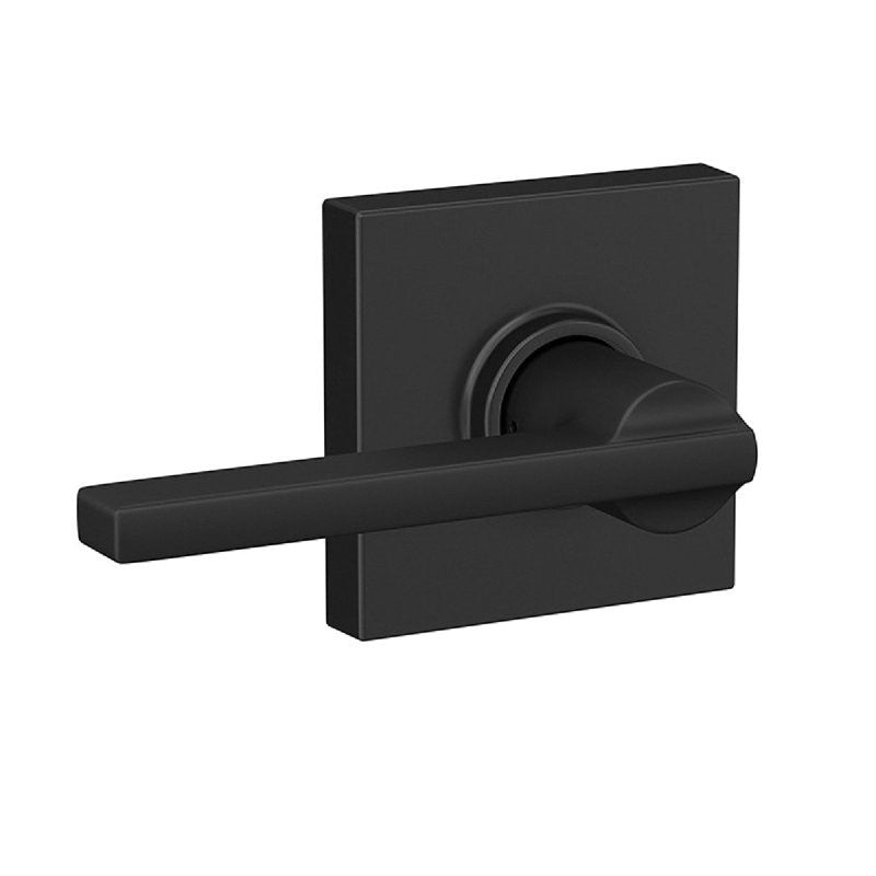 Schlage F Series F10 V LAT 622 COL Passage Lever, Mechanical Lock, Matte Black, Metal, Residential, 2 Grade, 1/CD