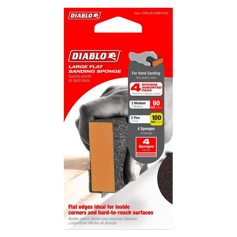 Diablo DFBLBLOMEF04G Large Flat Edge Sanding Sponge, 5 in L, 3 in W, Multi-Grade, Aluminum Oxide Abrasive