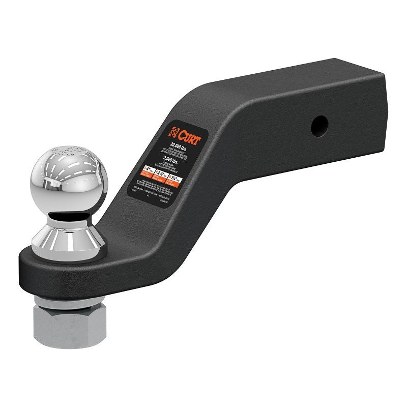 Curt 45372 Loaded Ball Mount, 4 in Drop, 2-5/16 in Dia Hitch Ball, Steel, Powder-Coated, 1/PK