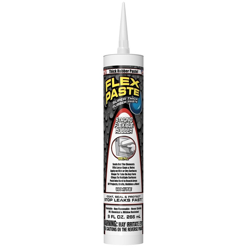Flex Paste PFSWHTR10 Rubberized Adhesive, White, 9 oz, Cartridge