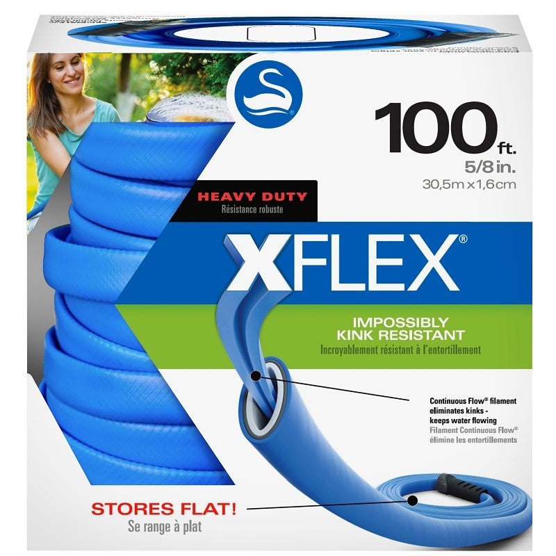 Swan XFlex CSNXF58100 Heavy-Duty Hose, 5/8 in, 100 ft L, Polymer, Blue
