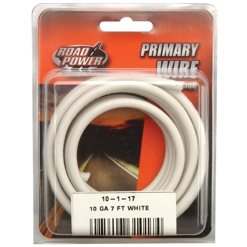 Road Power 55671933/10-1-16 Electrical Wire, 10 AWG Wire, 25/60 VAC/VDC, Copper Conductor, White Sheath, 7 ft L