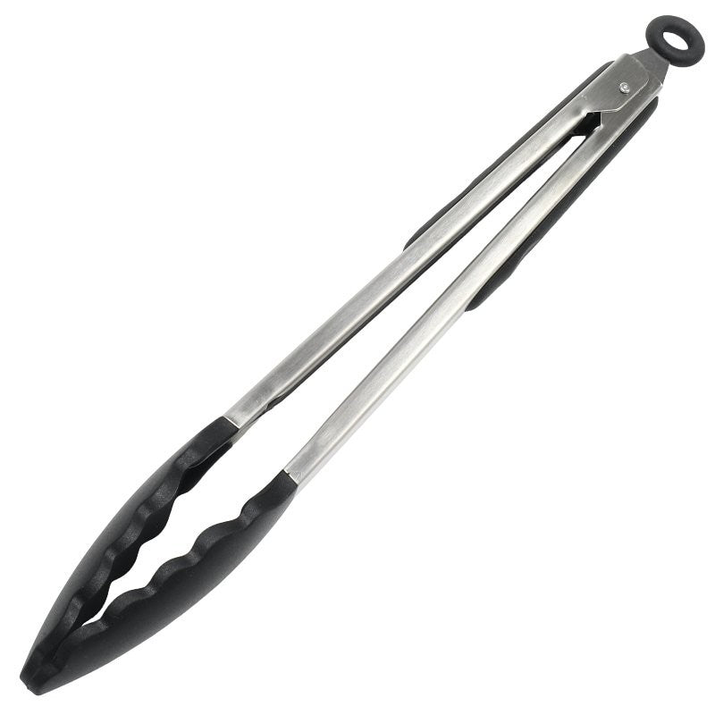 Chef Craft Premium Series 13685 Tongs, 12 in L, Silicone, Black, Dishwasher Safe: Yes