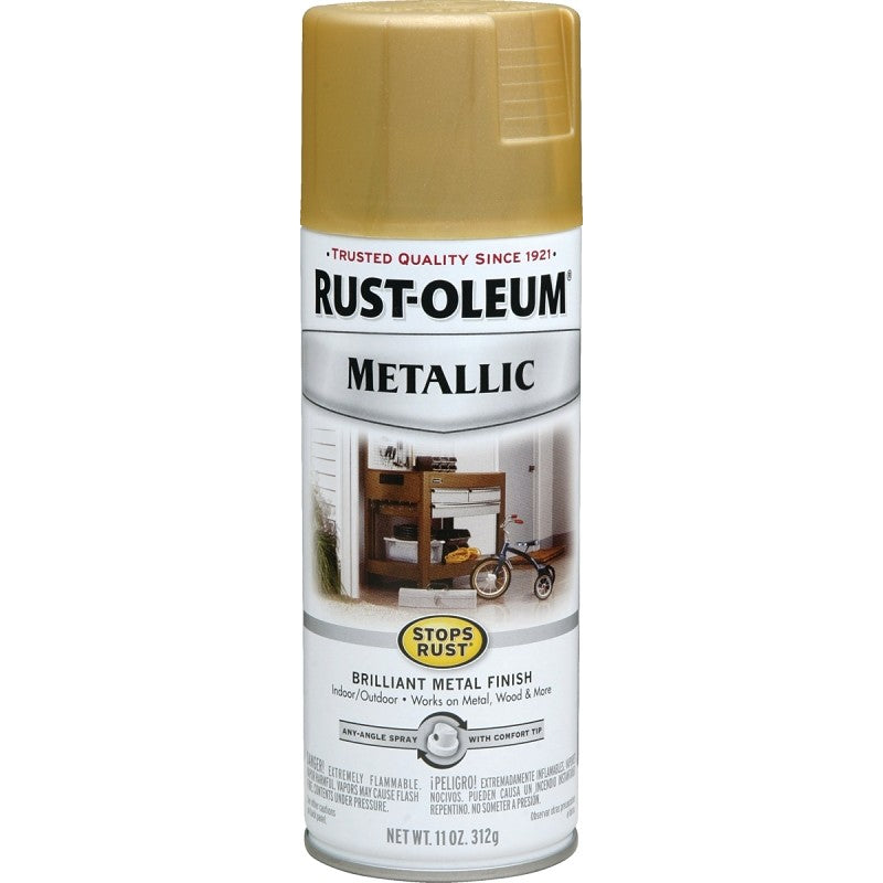 Rust-Oleum 7270830 Rust Preventative Spray Paint, Metallic, Gold Rush, 11 oz, Can