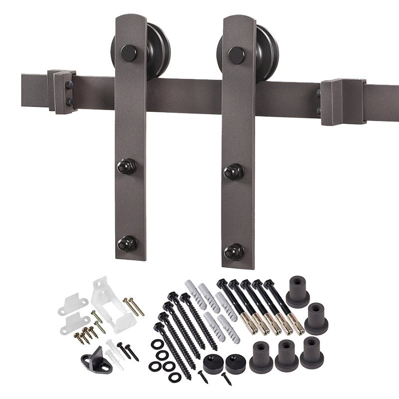 Renin BD100K-07800-BR Straight Strap Barn Door Hardware Kit, 78-3/4 in L Track, Steel, Bronze, Wall