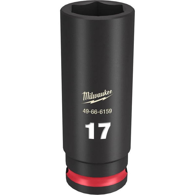 Milwaukee SHOCKWAVE Impact Duty Series 49-66-6159 Deep Impact Socket, 17 mm Socket, 3/8 in Drive, Square Drive, 6-Point