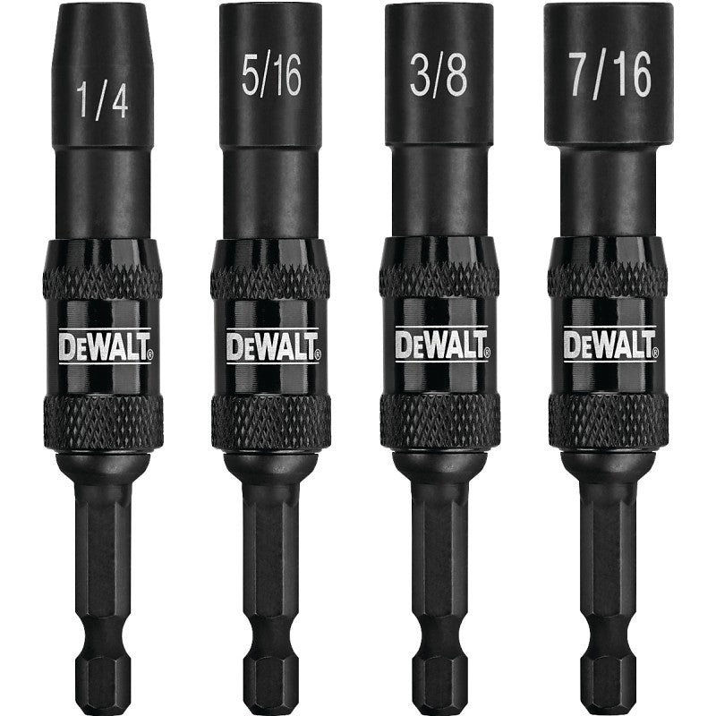 DEWALT DWPVTDRV Nut Driver Set, 4-Piece, Pivoting, Steel, Magnesium Phosphate
