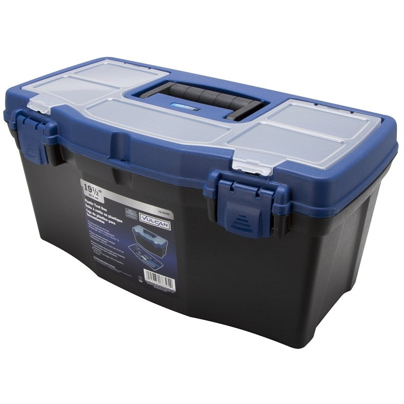 Vulcan 320100 Tool Box, 17-7/8 in L x 8-3/4 in W x 6-1/2 in H, Plastic, Black/Blue, 7-Compartment