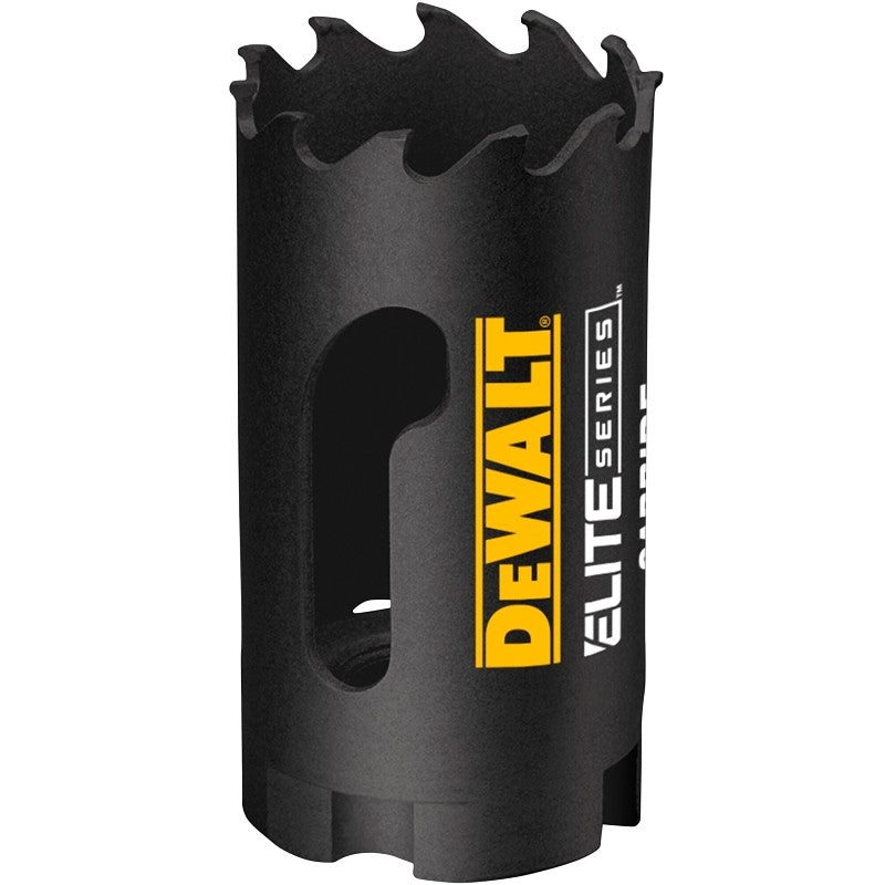DEWALT ELITE Series DAH3138 Hole Saw, 1-3/8 in Dia, 1-3/4 in D Cutting, 1/2 in Arbor, 3 TPI, Carbide Cutting Edge