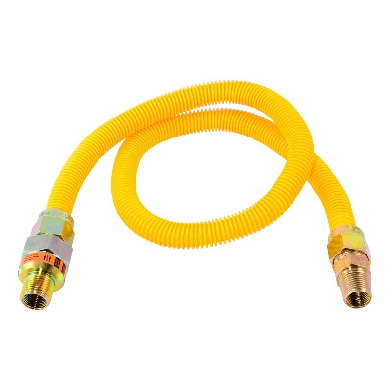 Eastman 30YE50V036B Gas Connector, 3/8 x 1/2 in, FIP x MIP, Stainless Steel, Epoxy-Coated, 36 in L, 5/8 in OD