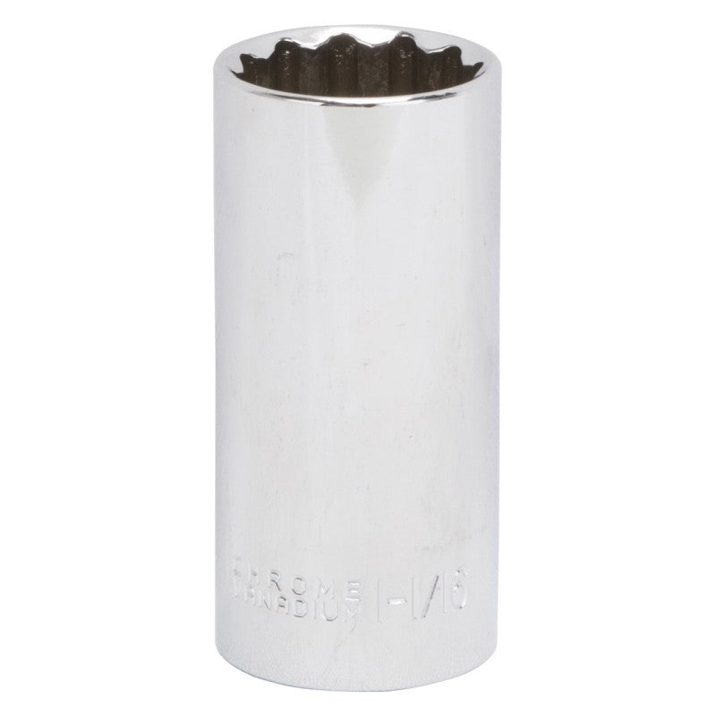 Vulcan MT6528954 Drive Socket, 1-1/16 in Socket, 1/2 in Drive, 12-Point, Chrome Vanadium Steel, Chrome (POS)