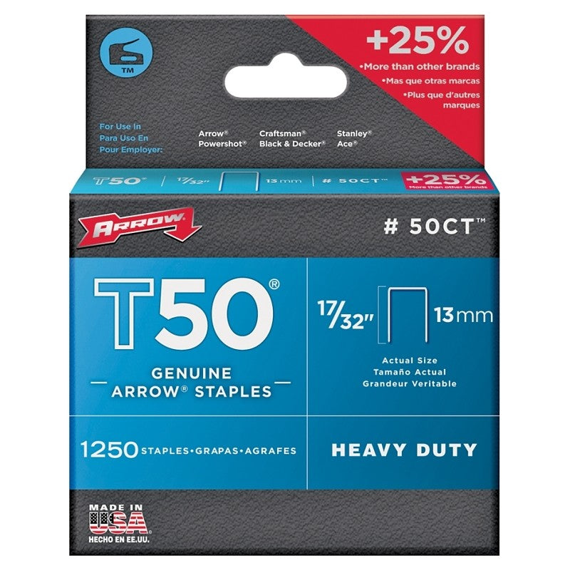 Arrow T50 Series 50CT24 Staple, 3/8 in W Crown, 17/32 in L Leg (Pack of 4)