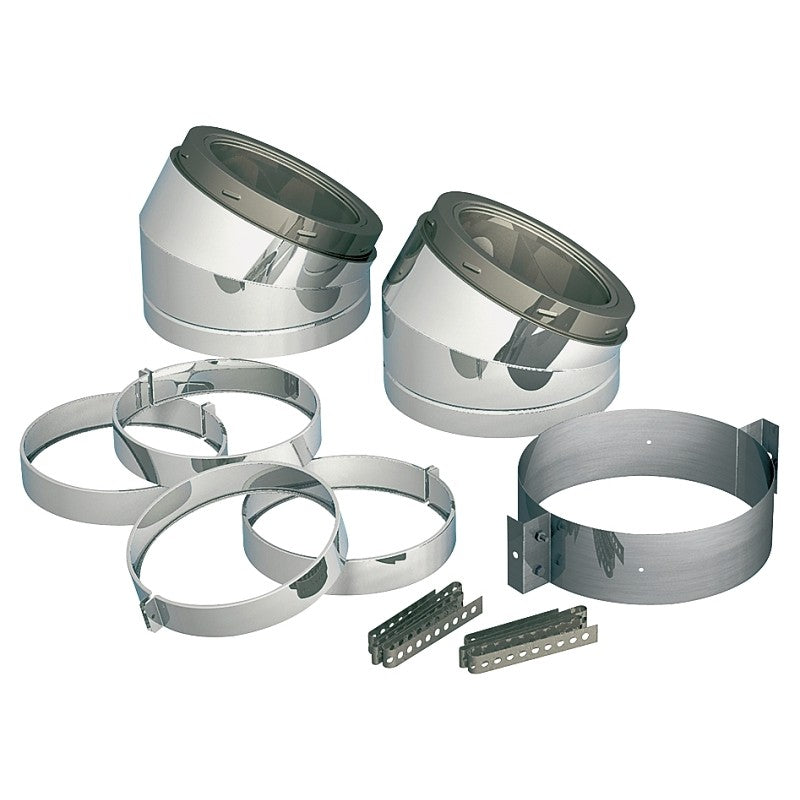 Selkirk 206211 Type HT Insulated Elbow Kit, Includes: (2) 30 deg Elbows, (2) Locking Bands and (1) Interior Re-Support