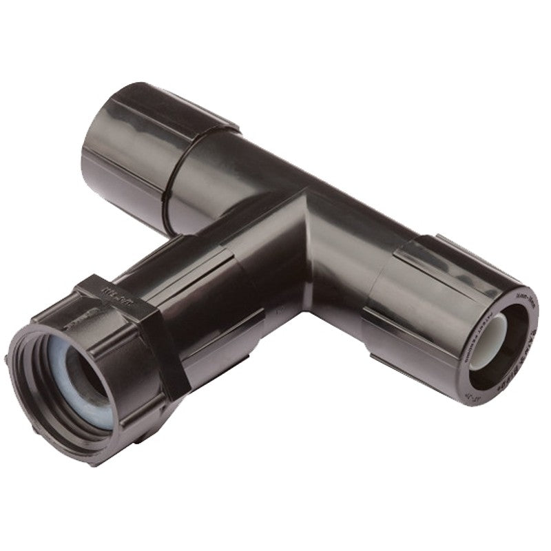 Rain Bird EFTFHT-1SX Drip Irrigation Tee with FHT Adapter, 3/4 x 1/2 in Connection, FHT x Compression, Polyethylene