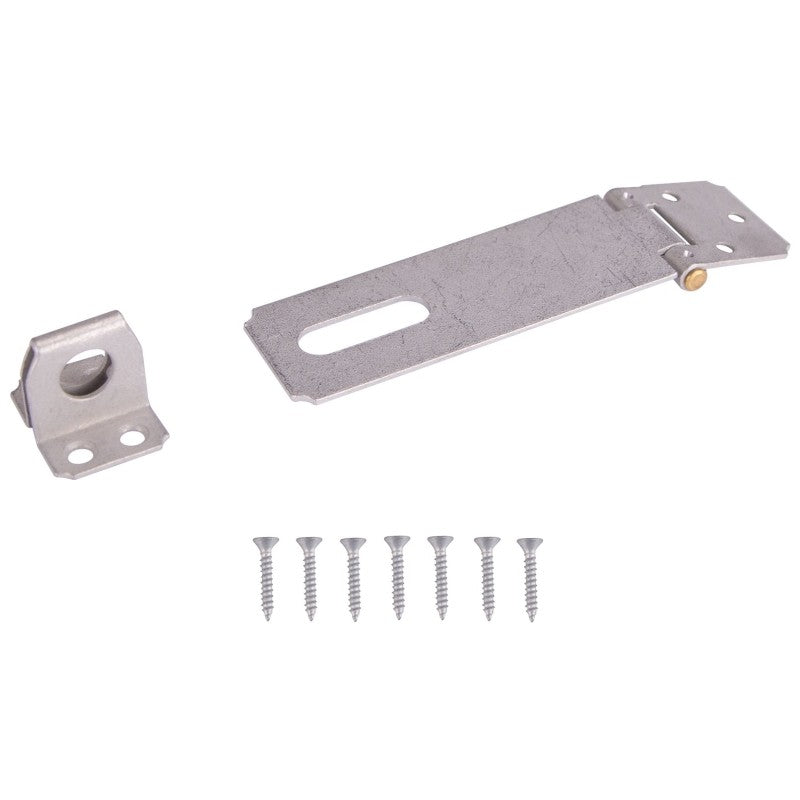 ProSource LR-132-BC3L-PS Safety Hasp, 4-1/2 in L, 4-1/2 in W, Steel, Galvanized, 7/16 in Dia Shackle, Fixed Staple