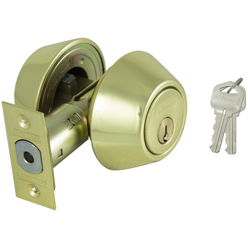 ProSource DB72V-PS Deadbolt, 3 Grade, Polished Brass, 2-3/8 to 2-3/4 in Backset, KW1 Keyway (Pack of 3)
