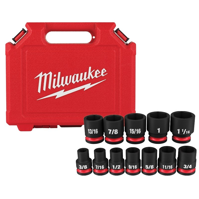 Milwaukee 49-66-7010 SHOCKWAVE Impact Duty Series Standard Socket Set, Steel, Includes: (1) Storage Case