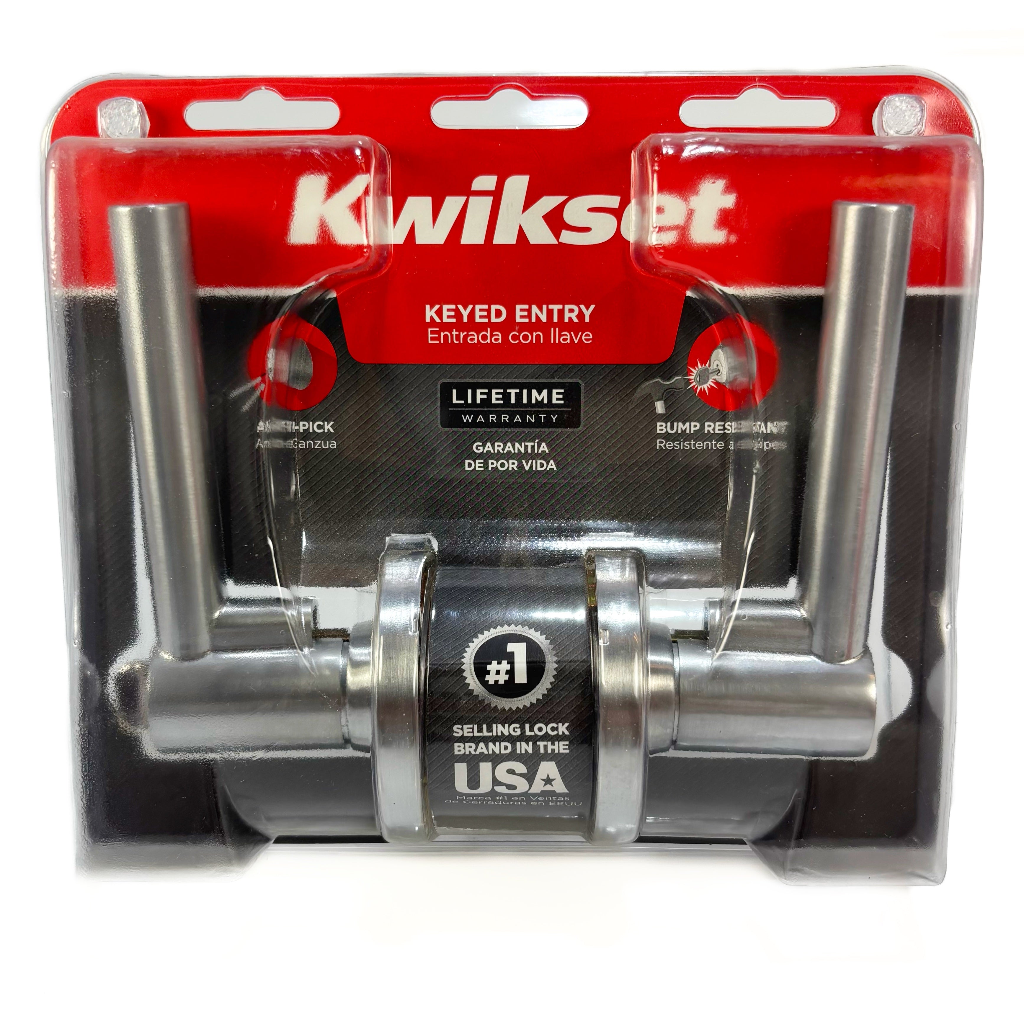 Rimini Keyed Entry Leverset Round Back Satin Chrome