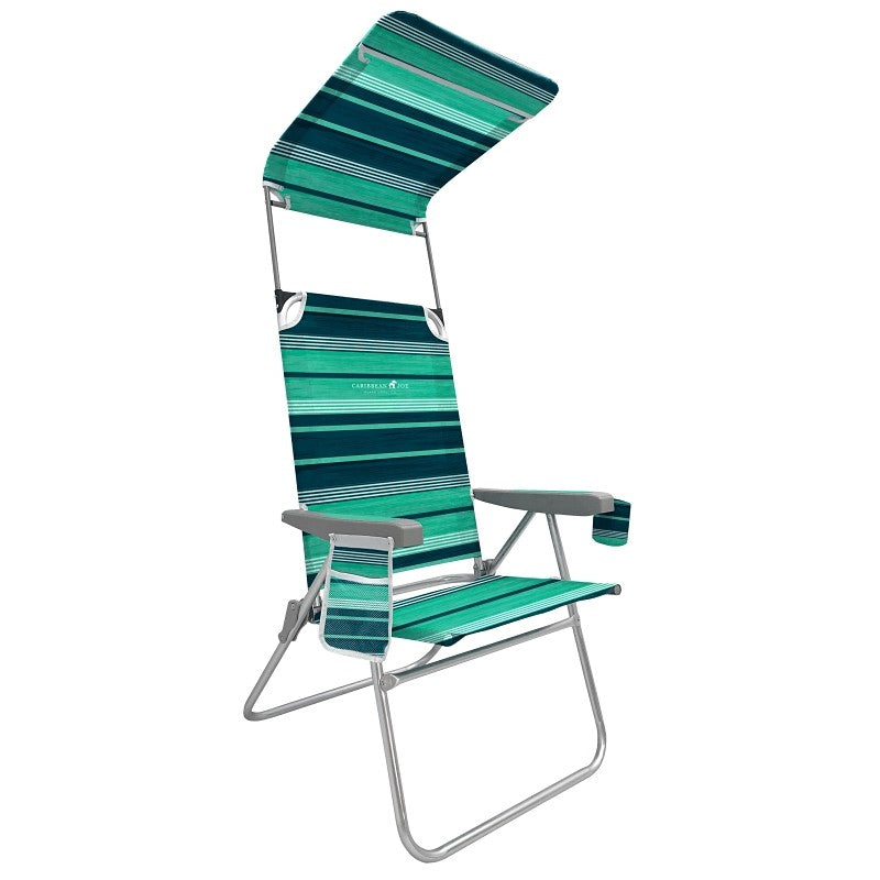 Caribbean Joe CJ-7765 Beach Chair, 23-1/4 in W, 26.4 in D, 42-1/2 in H, Aluminum Frame, Polyester Seat (Pack of 4)
