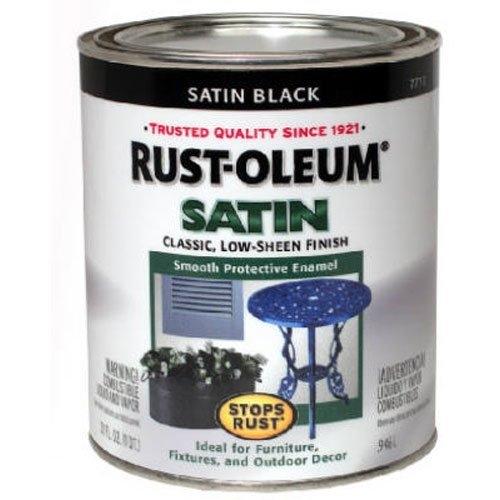 Rust-Oleum Stops Rust 7777730 Enamel Paint, Oil, Satin, Black, 0.5 pt, Can