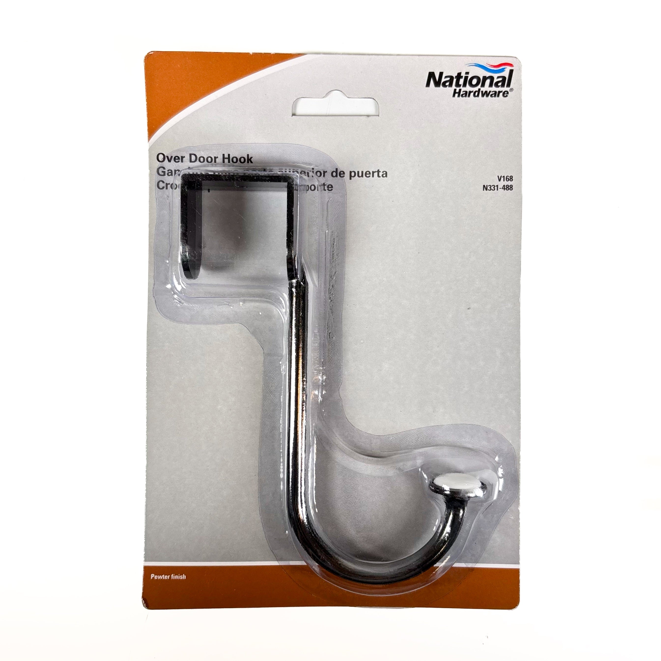 Metal Over The Door Hook Holder Pewter With Porcelain Accent