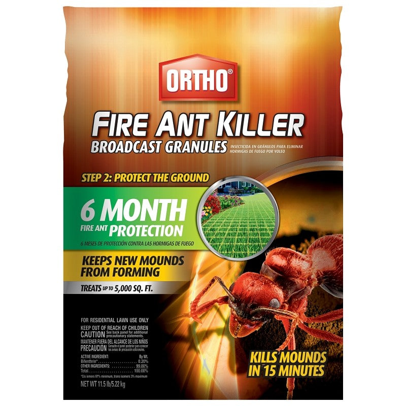 Ortho 0200310 Fire Ant Killer, Granular, Spreader Application, Residential Lawns, 11.5 lb Bag