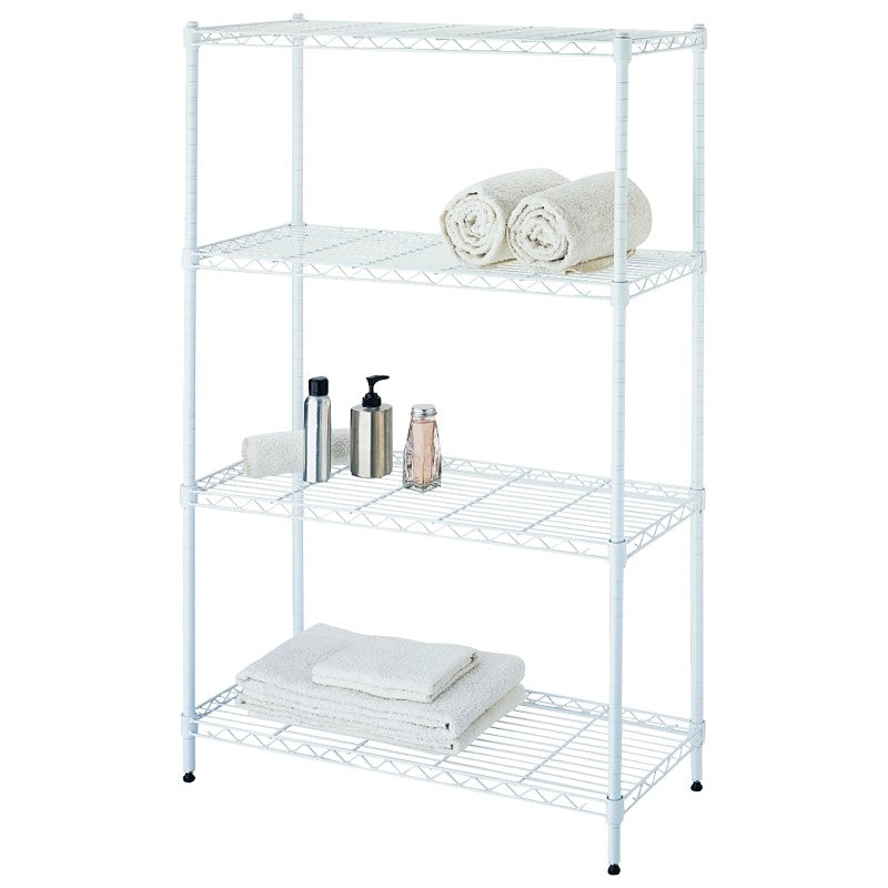 Simple Spaces SS-JR0404-WH 4-Tier Shelf Stacker, Each Shelf: 132 lb, 4-Tier Shelving-Level, 31 in W, Steel, White