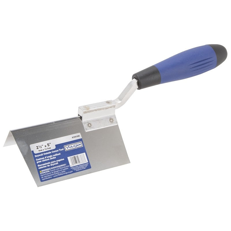 Vulcan 364863L Drywall Corner Trowel, 2.5 in W Blade, 5 in L Blade, DuraSoft Handle, PP/TPR Handle, 2.5 in Blade Radius