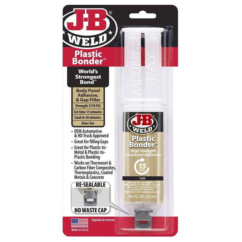 J-B Weld PLASTICBONDER 50133 Epoxy, Beige, Liquid, 25 mL