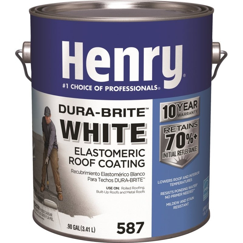 Henry HE587042 Elastomeric Roof Coating, White, 0.9 gal Pail, Cream, White (Pack of 4)