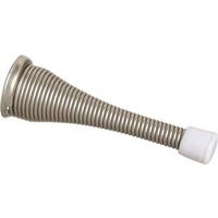 Extended Spring Door Stop 3-3/4 Inch Satin Nickel