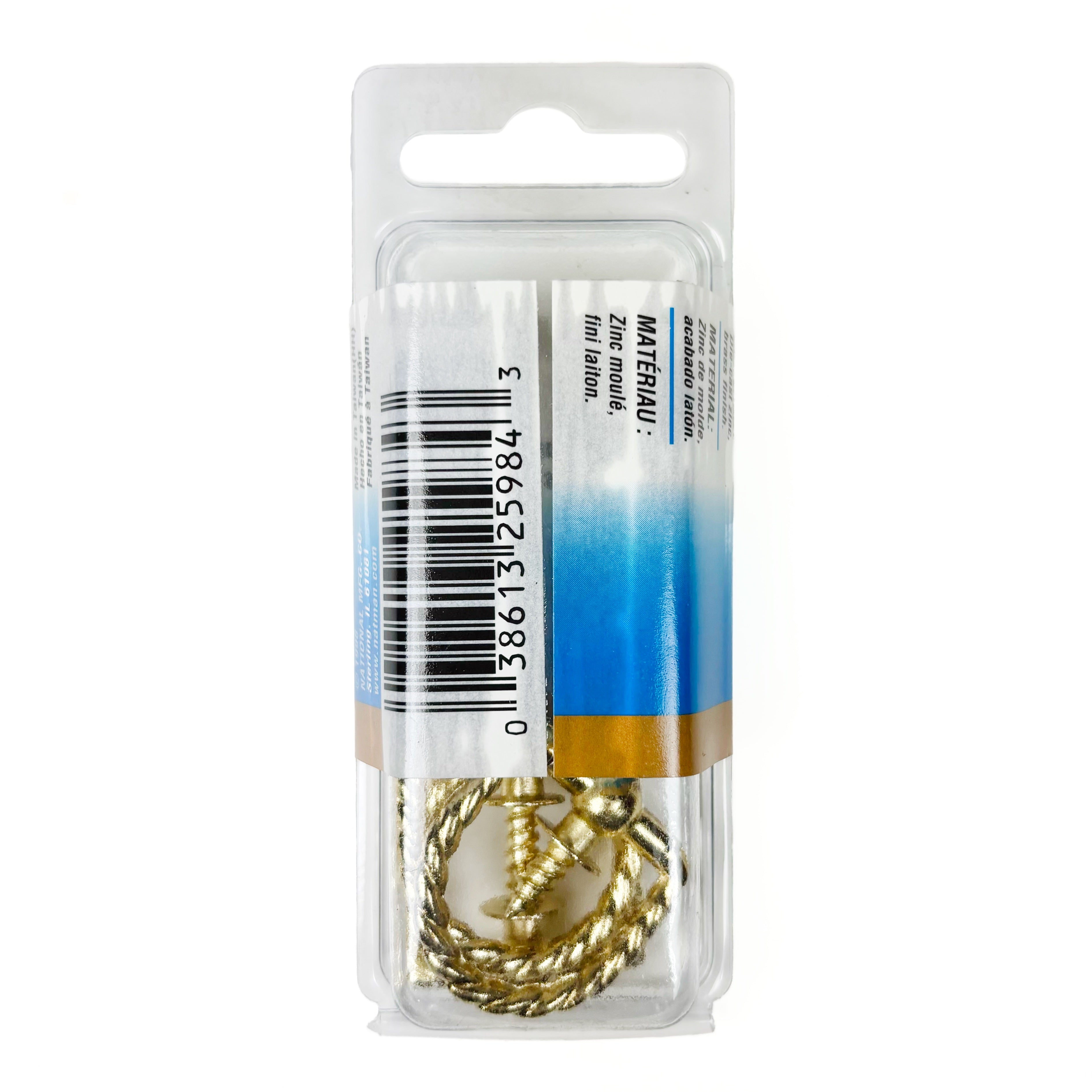 Round Rope Screw Rings 1-1/4 Inch Bright Brass Die Cast 3 Pack (POS)